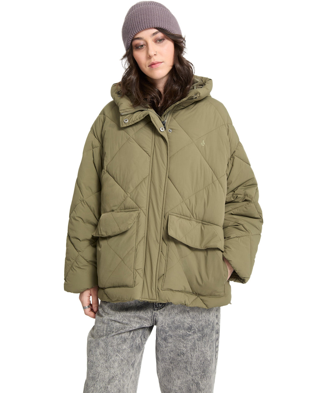 Volcom Womens Out Of Boxy Puff Jacket - Wintermoss - official gallery image 8 