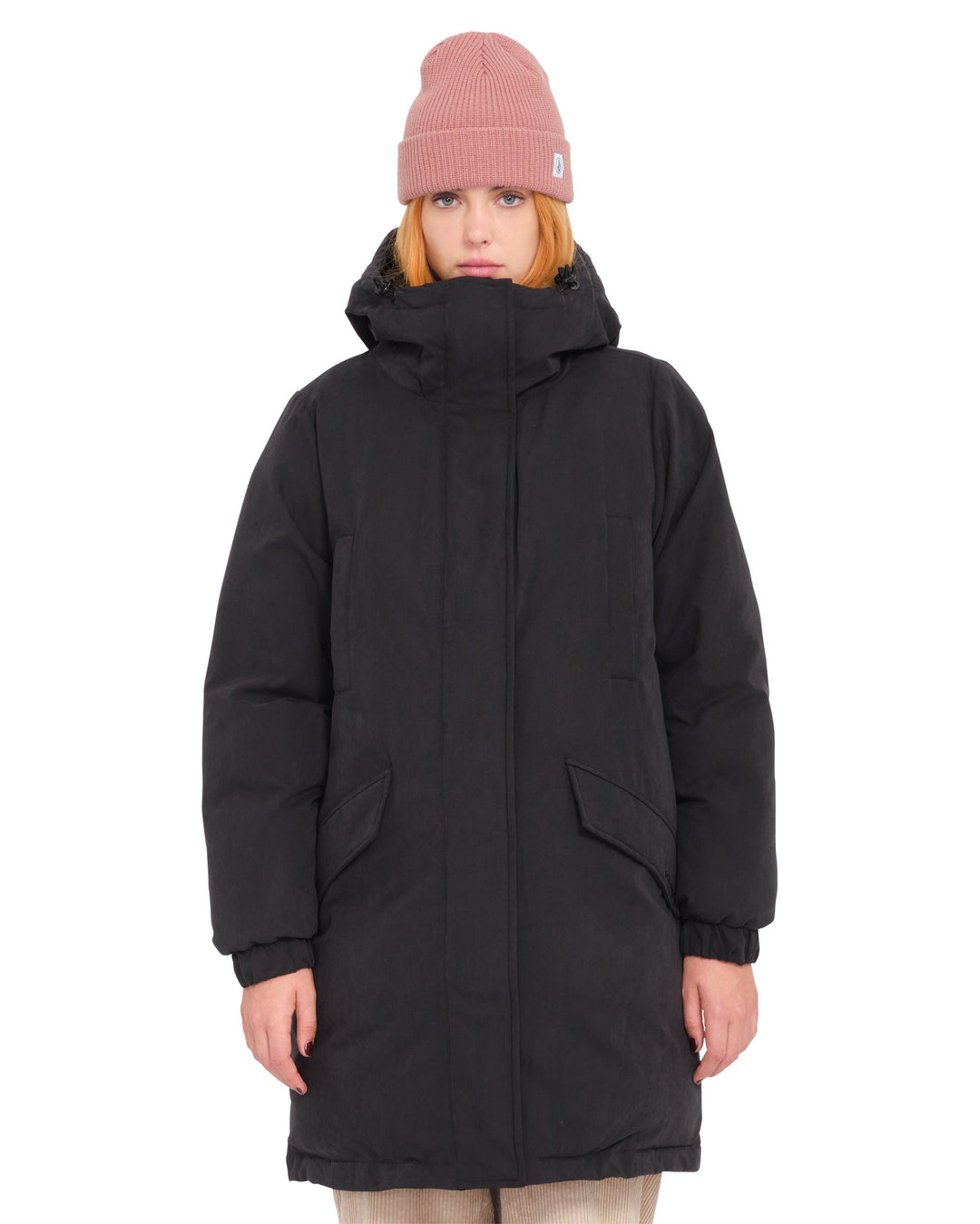 Volcom Womens Sleepi Puff Up Parka - Black - front on-model view 