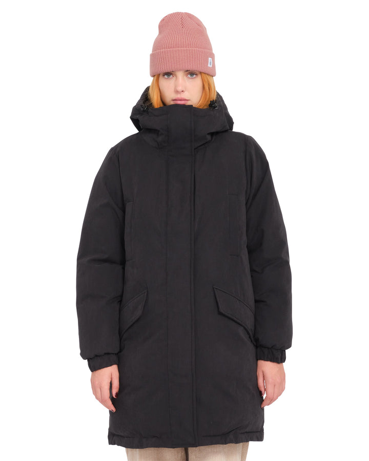 Volcom Womens Sleepi Puff Up Parka - Black - front on-model view 