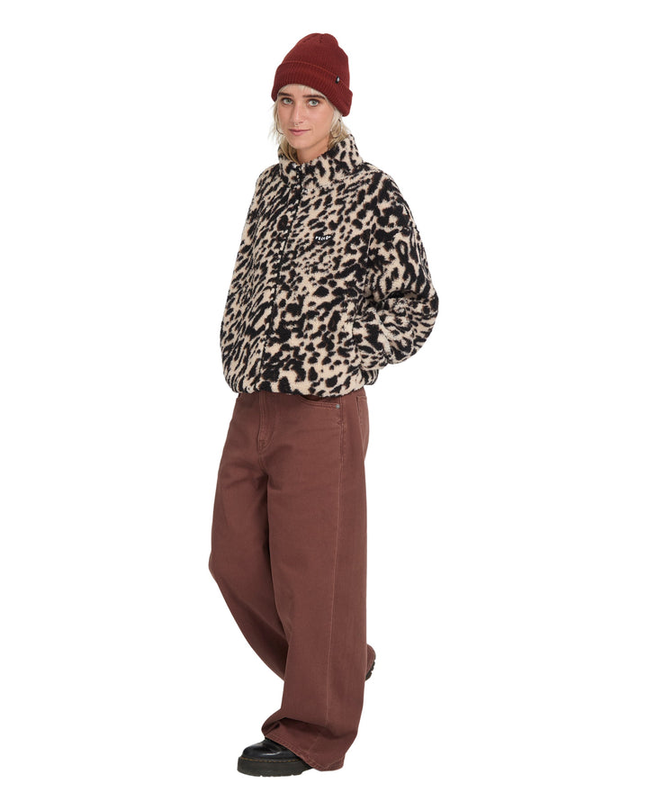Volcom Womens Wylding Out Sherpa - Animal Print - official gallery image 8 