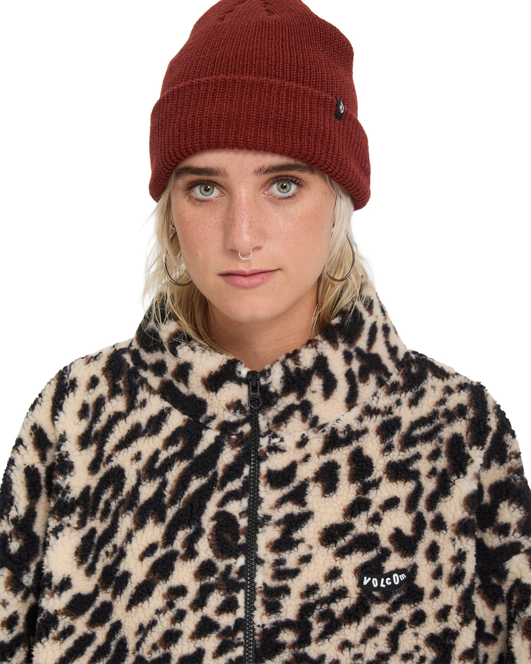 Volcom Womens Wylding Out Sherpa - Animal Print - official gallery image 3 