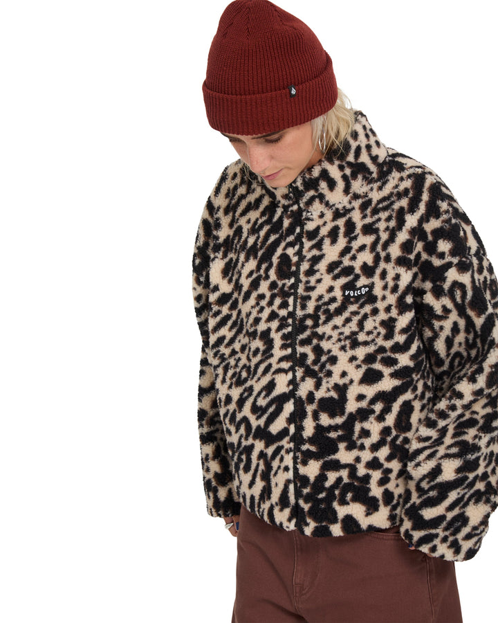 Volcom Womens Wylding Out Sherpa - Animal Print - official gallery image 5 