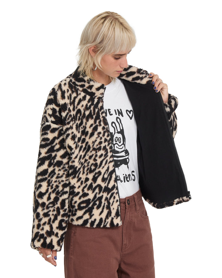 Volcom Womens Wylding Out Sherpa - Animal Print - official gallery image 4 