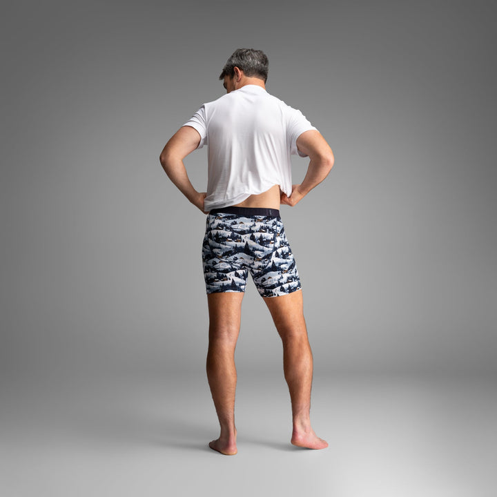 BN3TH Essentials Print Boxer Brief, Winter Town Blue, back on model 