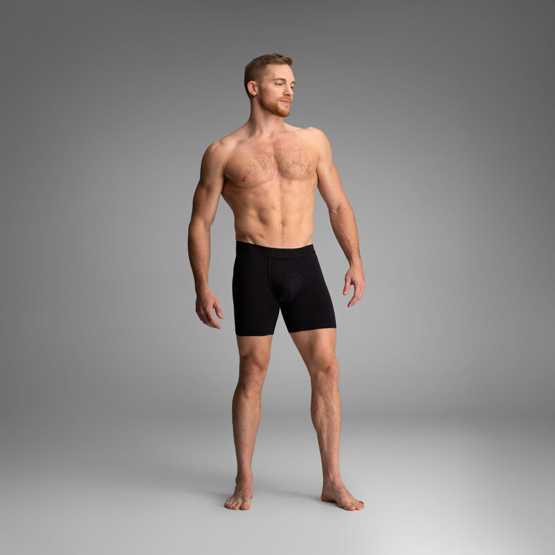 BN3TH Pro Flex Boxer Brief 3 Pack, Black/Recovery/Rhubarb, Black front on model 