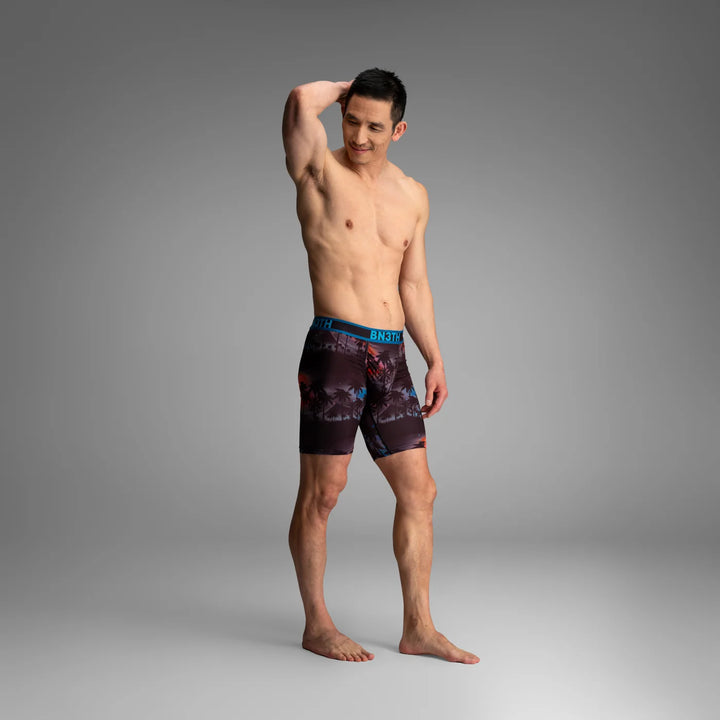 BN3TH Pro Flex Max boxer briefs, Tropical Dusk, three quarter on model 