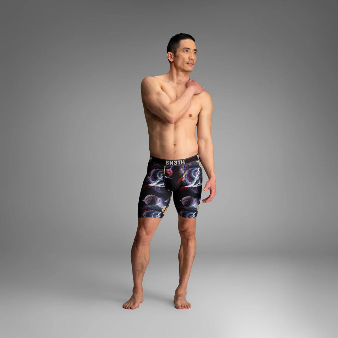 BN3TH Pro Flex Max boxer briefs, Outter Limit Black, front on model 