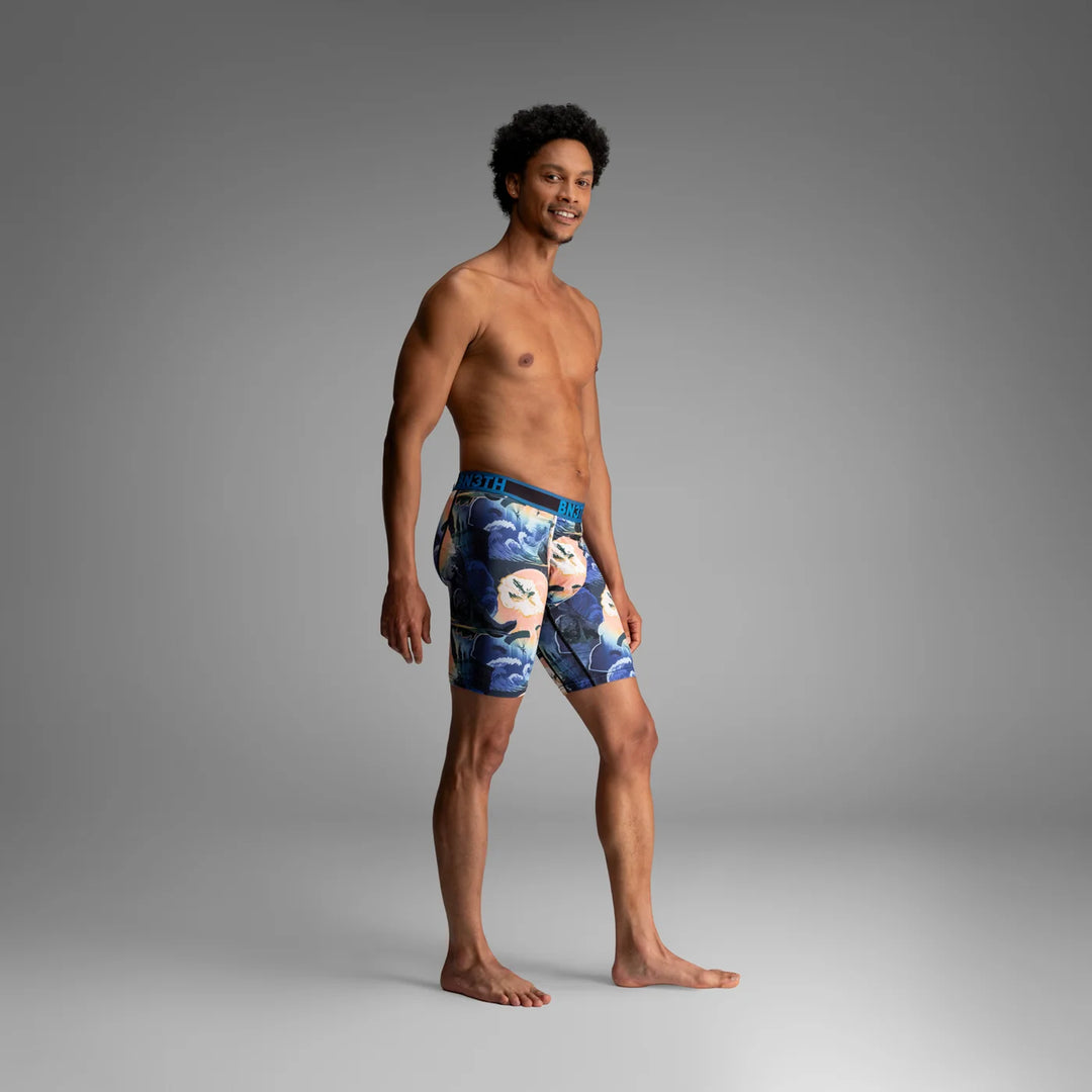 BN3TH Pro Flex Max boxer briefs, Godzilla Lolite, three quarter on model 