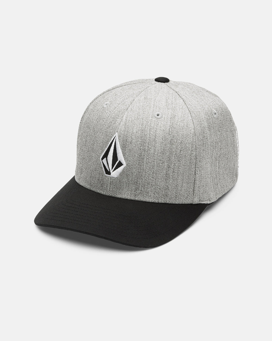 Volcom Mens Full Stone Hthr Flexfit Hat - Grey - front product view 
