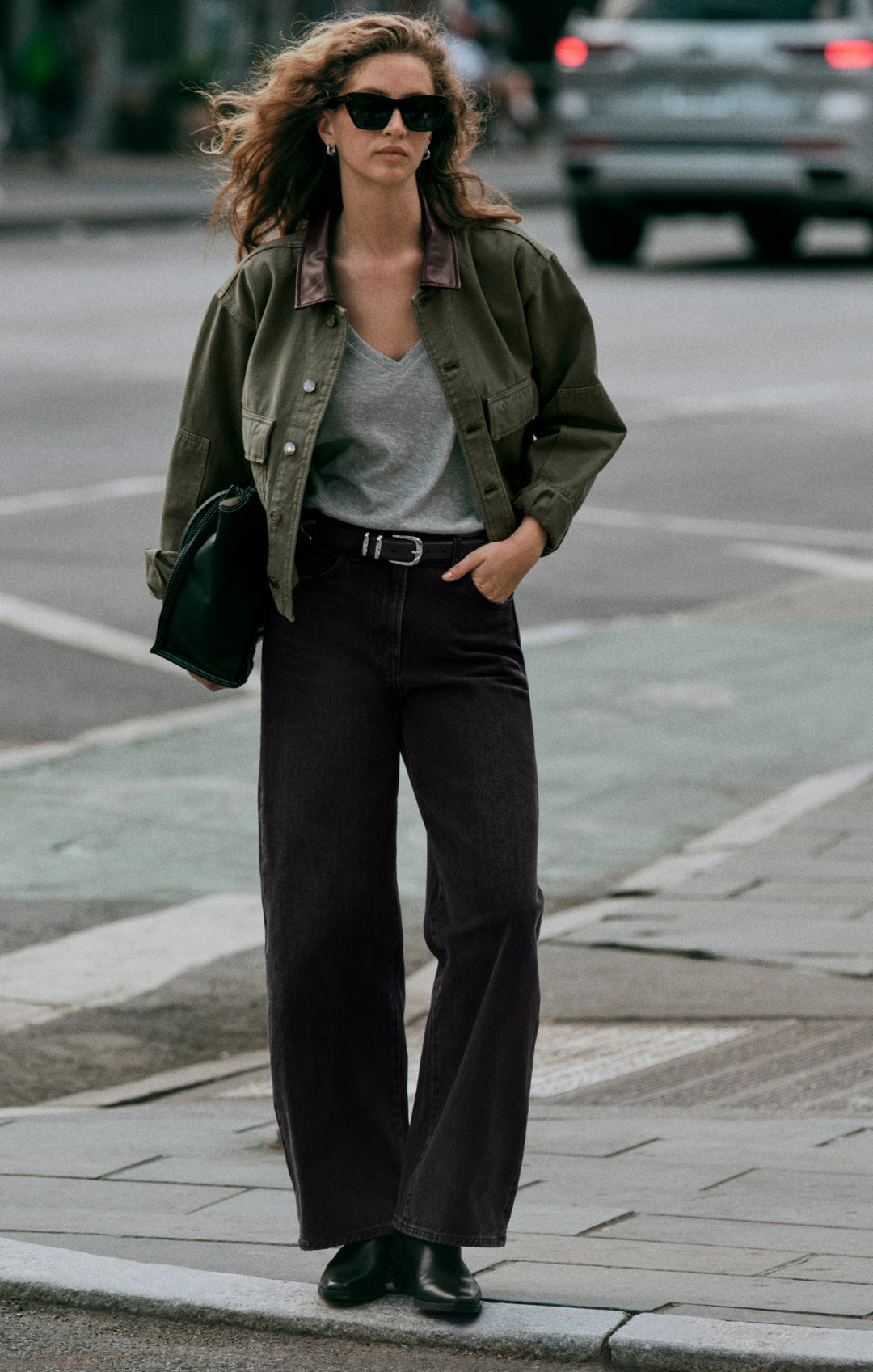 Z Supply Women’s The Show Off High Rise Bowed Denim in Nocturne, styled view