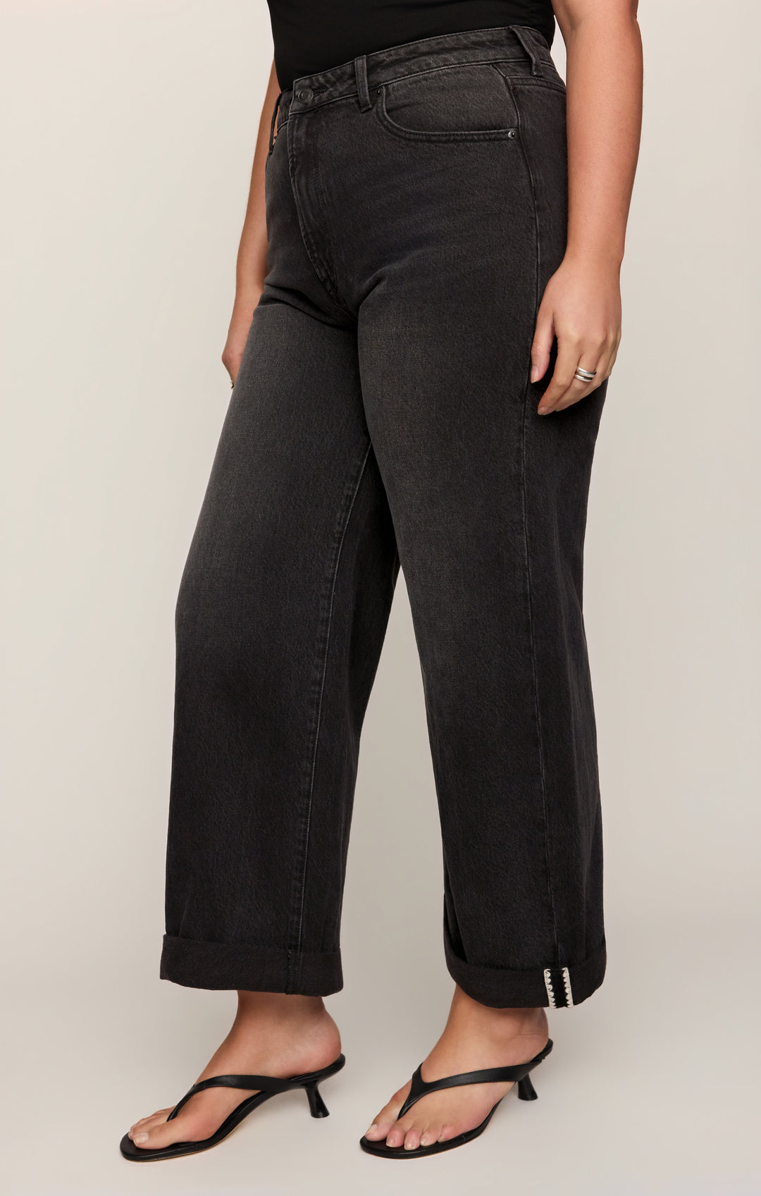 Z Supply Women’s The Show Off High Rise Bowed Denim in Nocturne, detail view