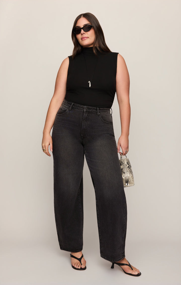 Z Supply Women’s The Show Off High Rise Bowed Denim in Nocturne, detail view