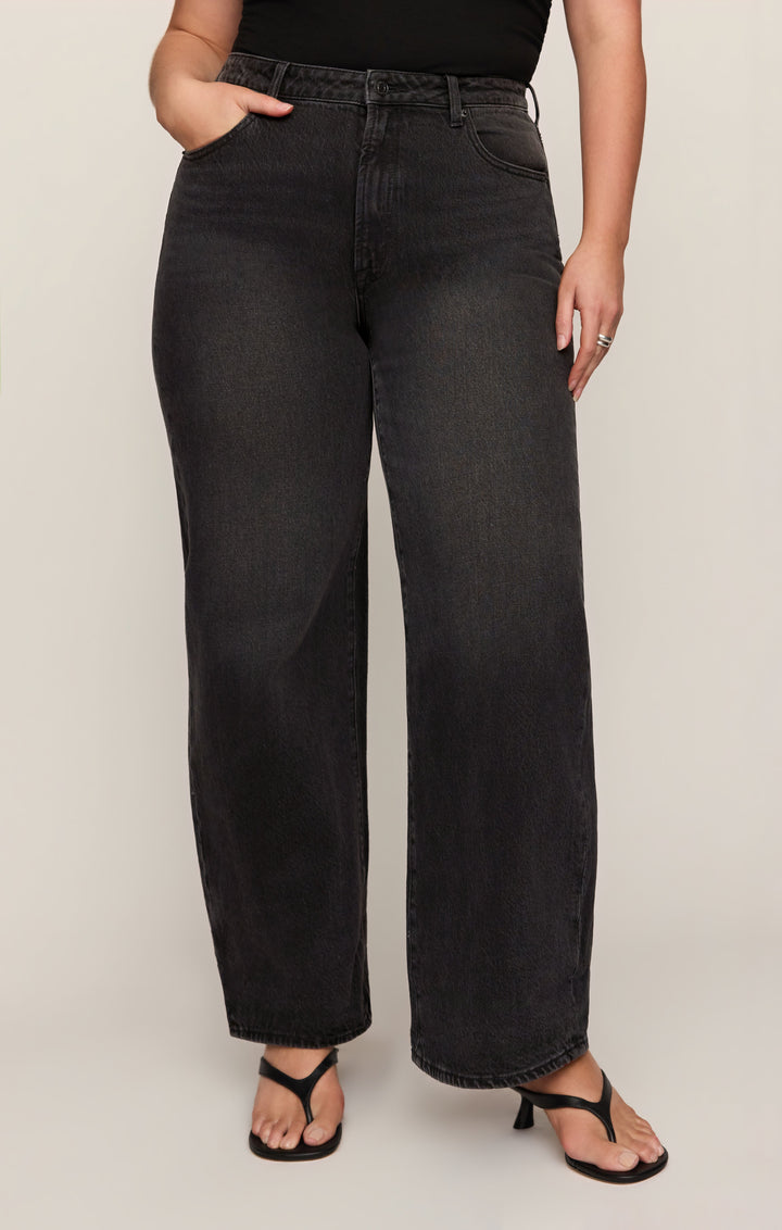Z Supply Women’s The Show Off High Rise Bowed Denim in Nocturne, detail view