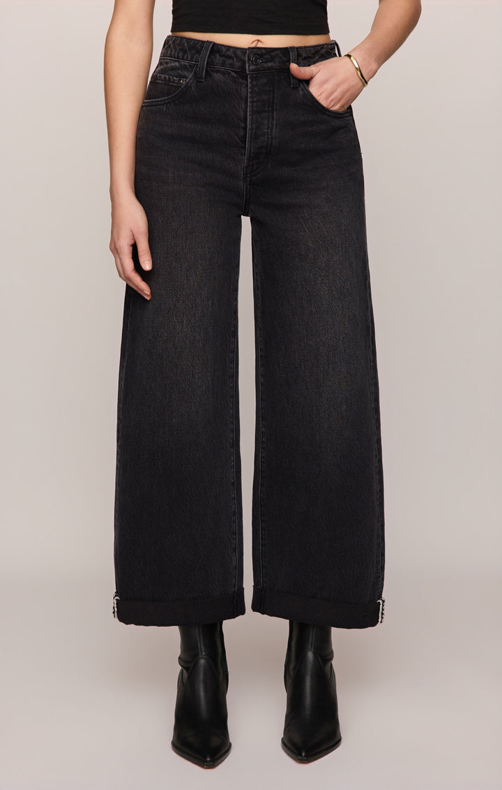 Z Supply Women’s The Show Off High Rise Bowed Denim in Nocturne, alternate front view