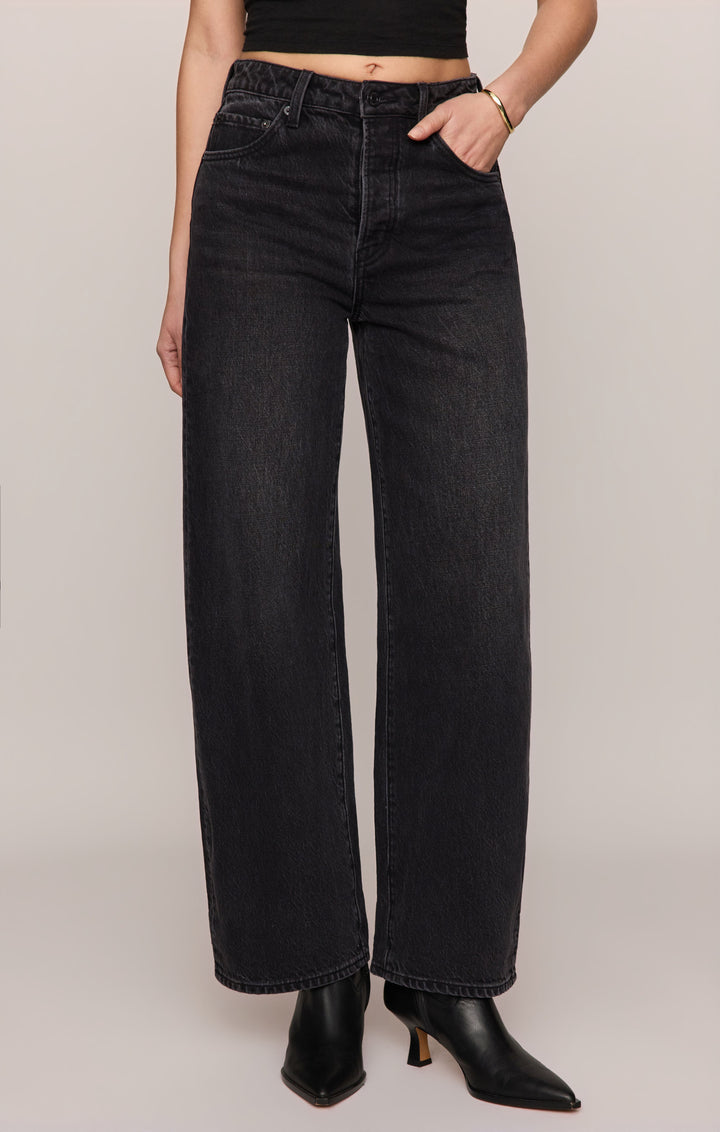Z Supply Women’s The Show Off High Rise Bowed Denim in Nocturne, alternate front view