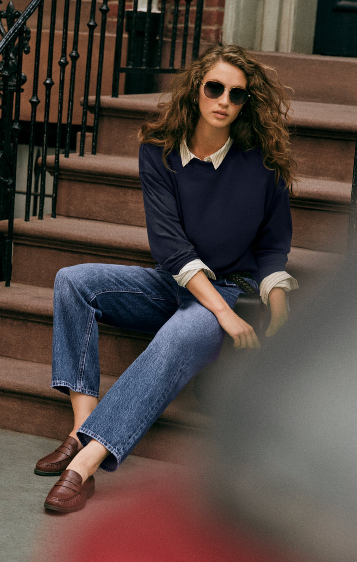 Z Supply Women’s The Off Duty Bowed Ankle Denim in Breakpoint, styled view