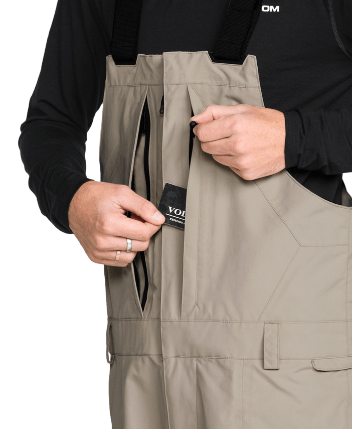 Volcom Mens Rain Gore Bib Overall - Khaki 
