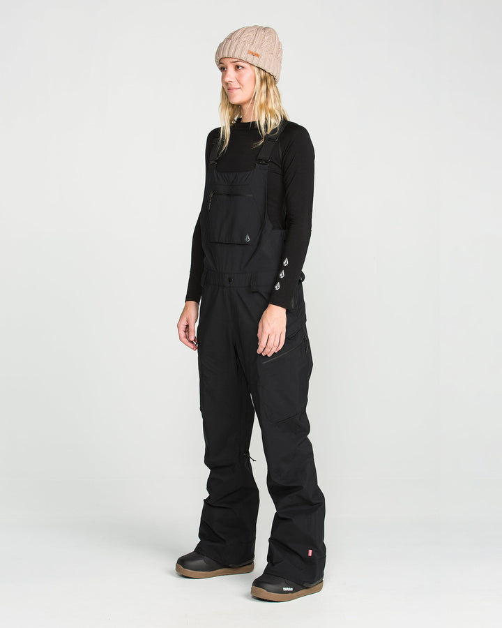 Volcom Womens Ash Stretch Gore Bib - Black - front on-model view 