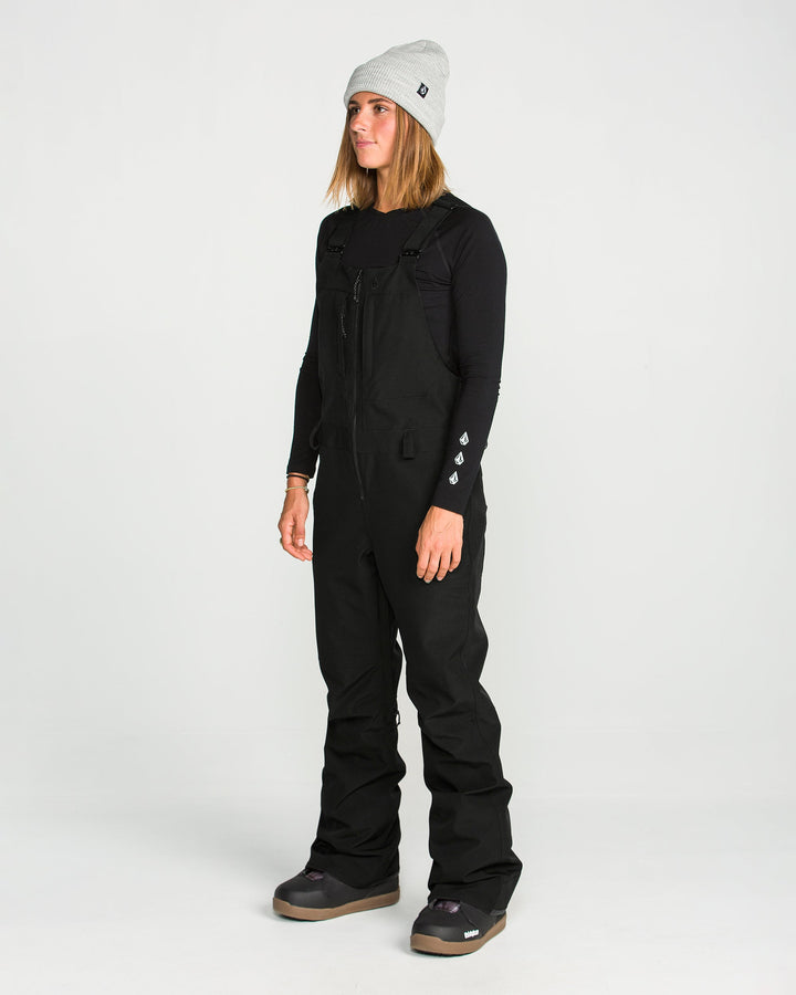 Volcom Womens Swift Bib Overall - Black - front on-model view 