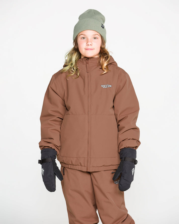 Volcom Kids Chaos Ins Jacket - Desert Taupe - front on-model view 