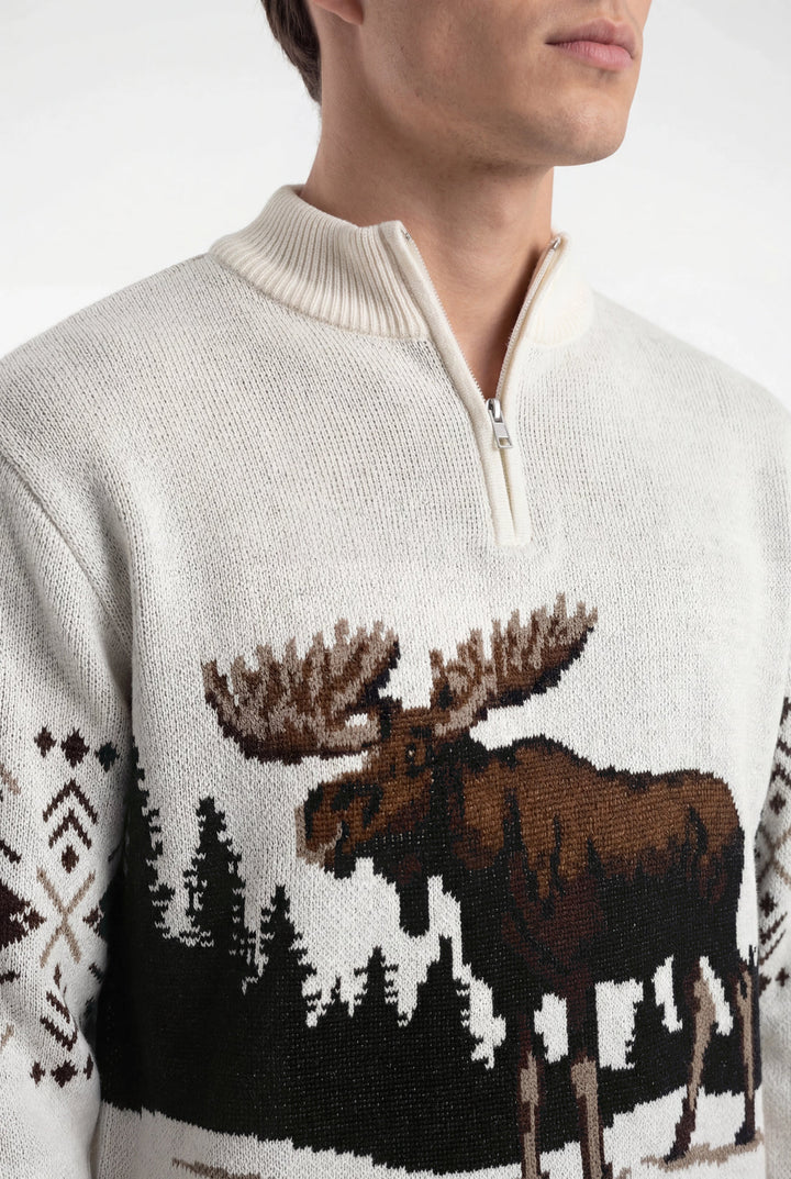 TEAMLTD Mens Northern Bull Knit 1/4 Zip Sweater