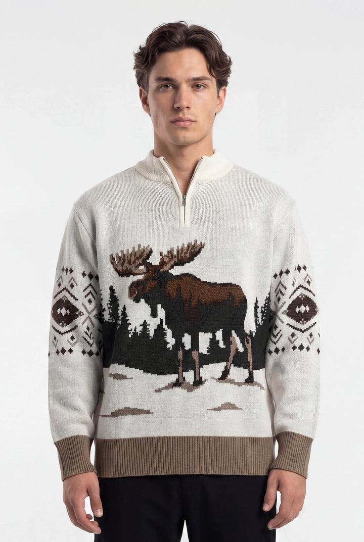 TEAMLTD Mens Northern Bull Knit 1/4 Zip Sweater