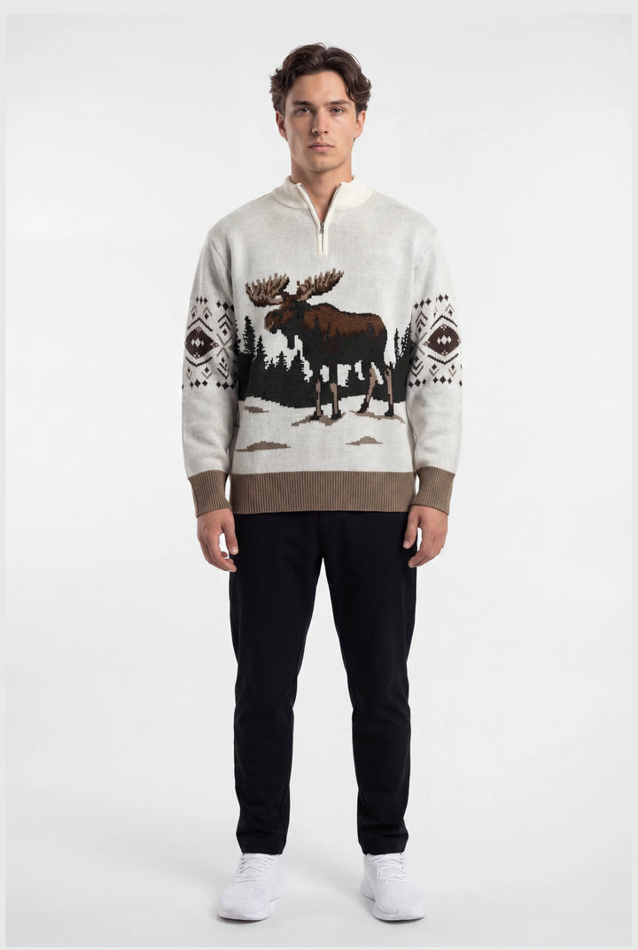 TEAMLTD Mens Northern Bull Knit 1/4 Zip Sweater