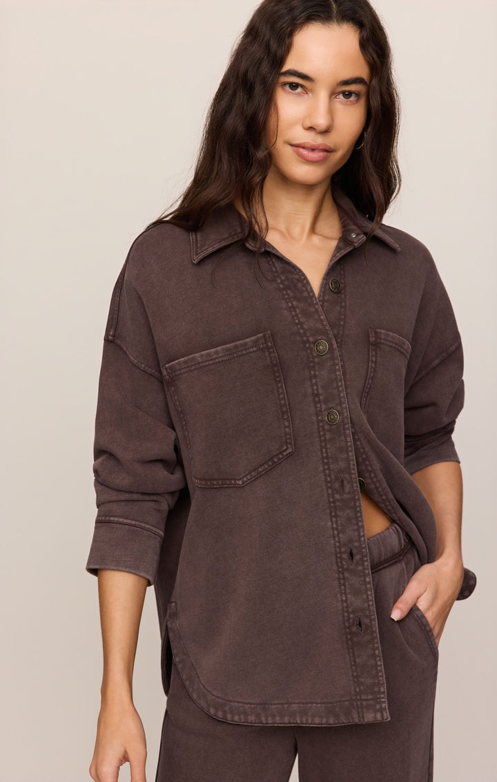 Z Supply Women’s All Day Knit Jacket in Dark Chocolate, detail view
