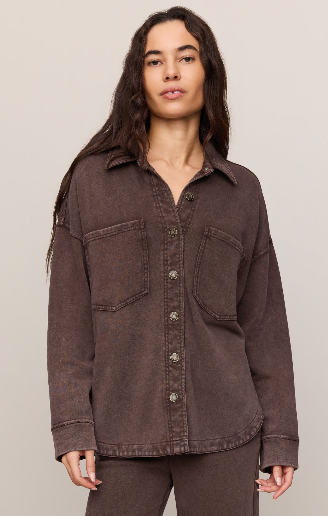 Z Supply Women’s All Day Knit Jacket in Dark Chocolate, front view