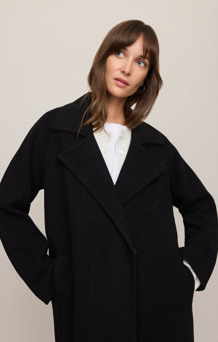 Z Supply Women’s Crosby Cocoon Coat in Black, detail view