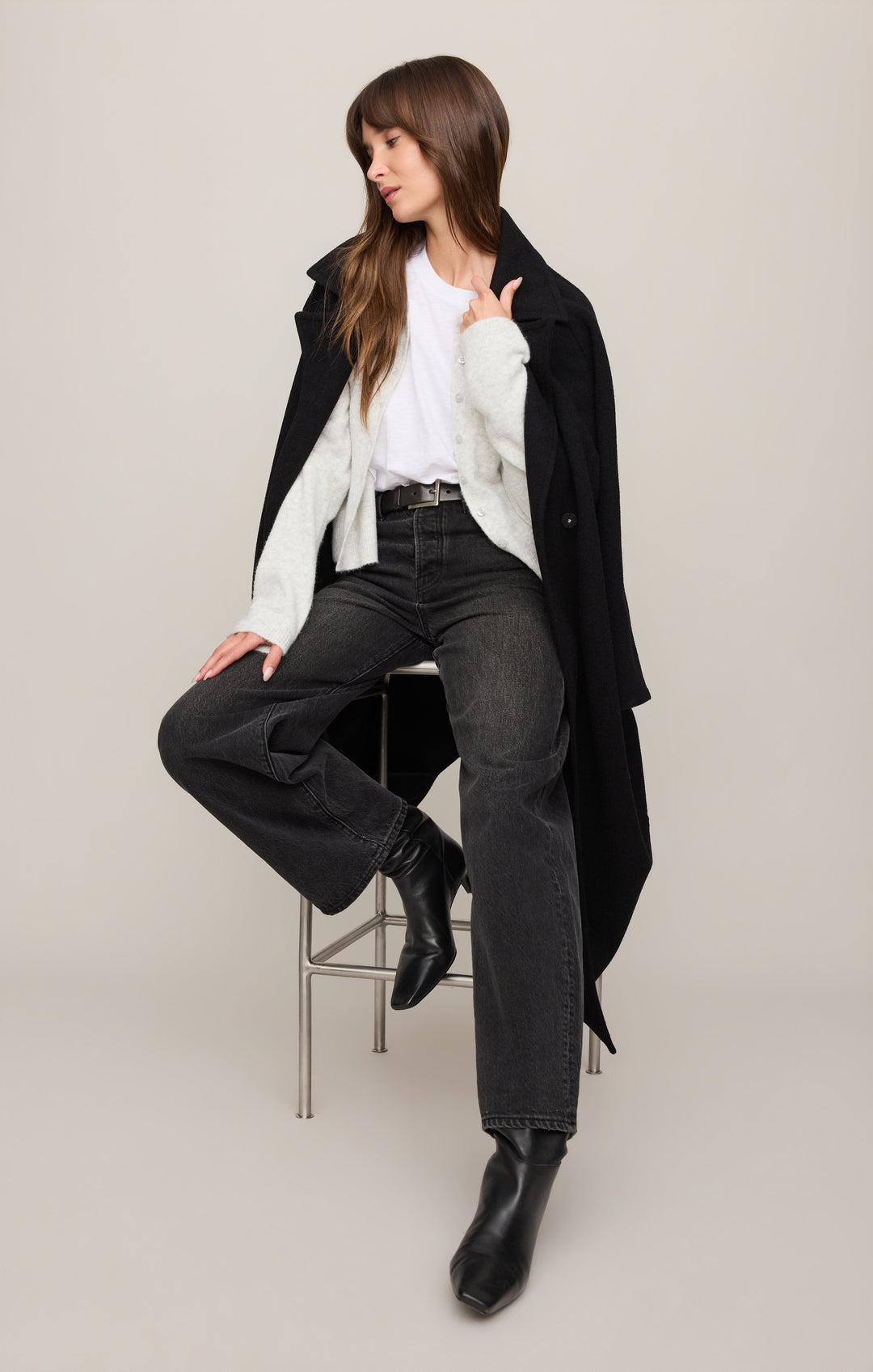 Z Supply Women’s Crosby Cocoon Coat in Black, detail view