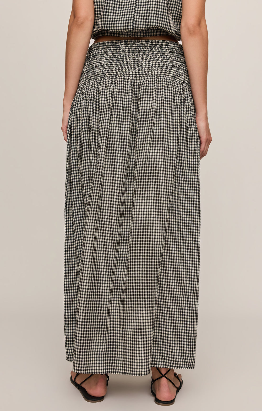Z Supply Women’s Brooke Gingham Skirt in Black, back view