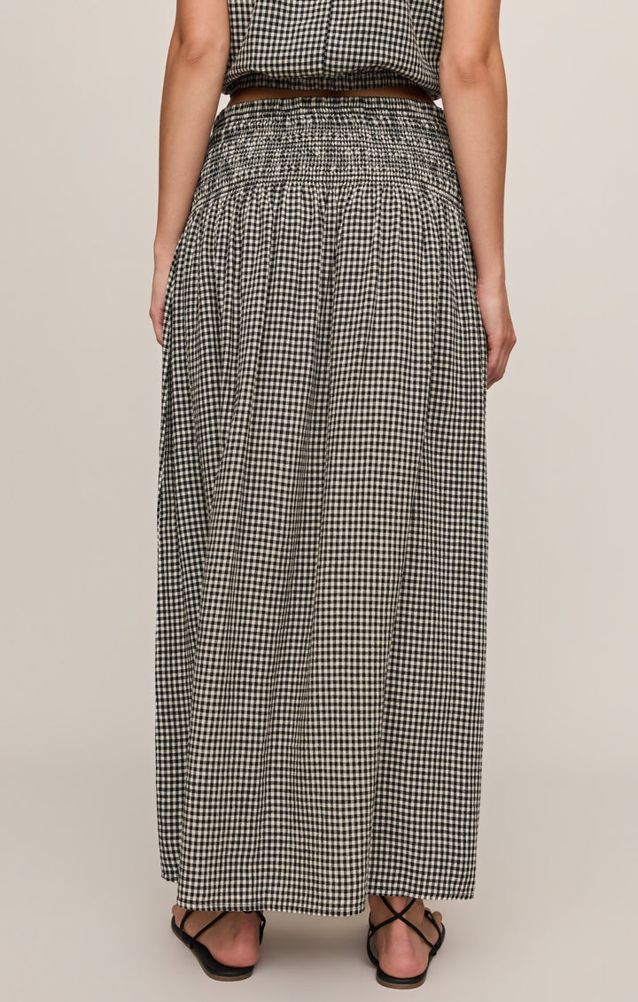 Z Supply Women’s Brooke Gingham Skirt in Black, back view