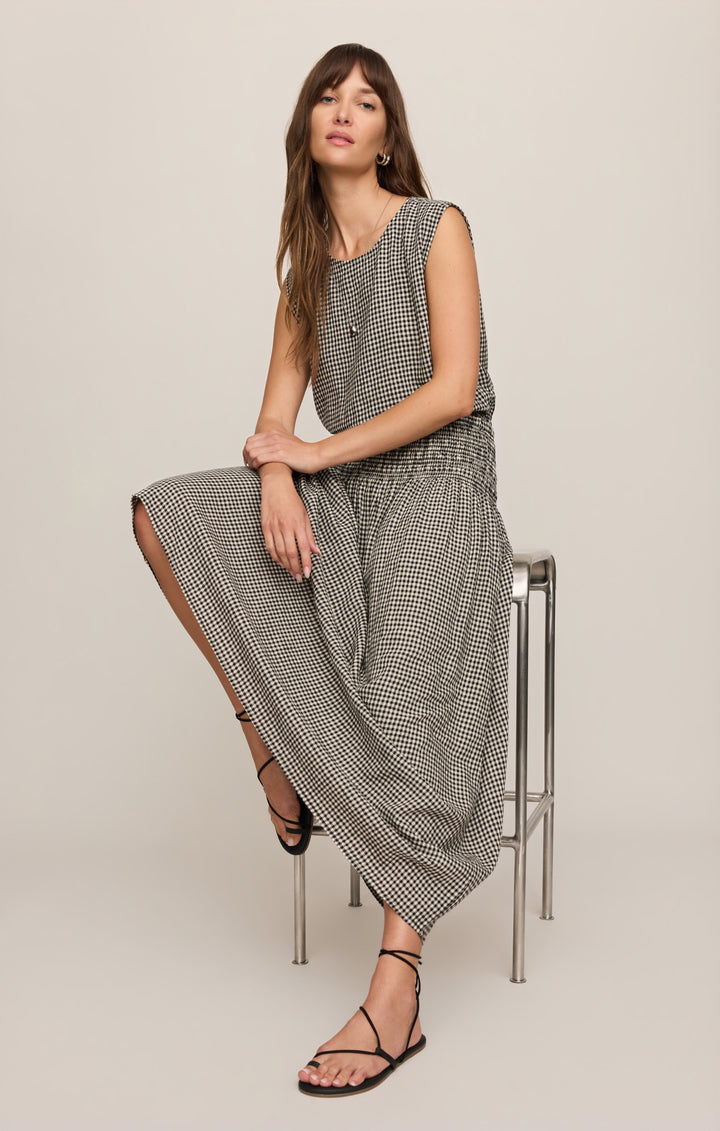 Z Supply Women’s Brooke Gingham Skirt in Black, detail view