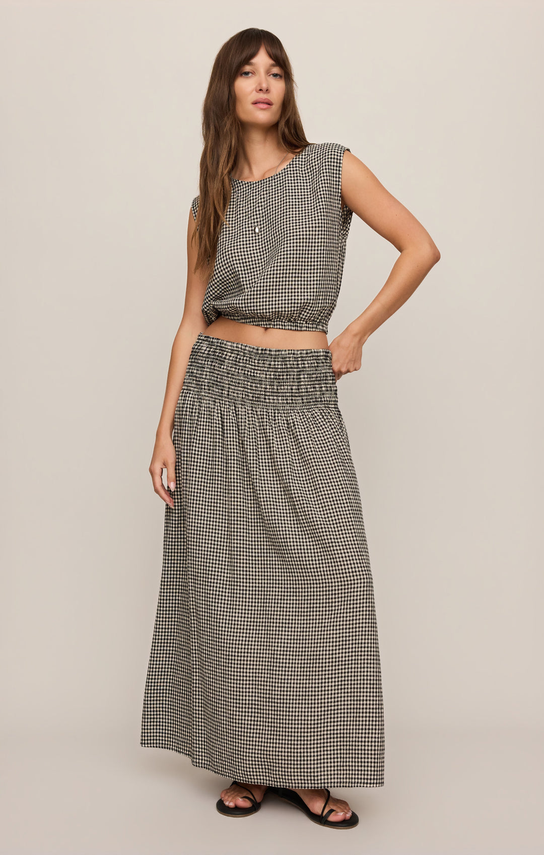 Z Supply Women’s Brooke Gingham Skirt in Black, additional view