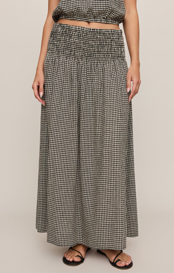 Z Supply Women’s Brooke Gingham Skirt in Black, front view