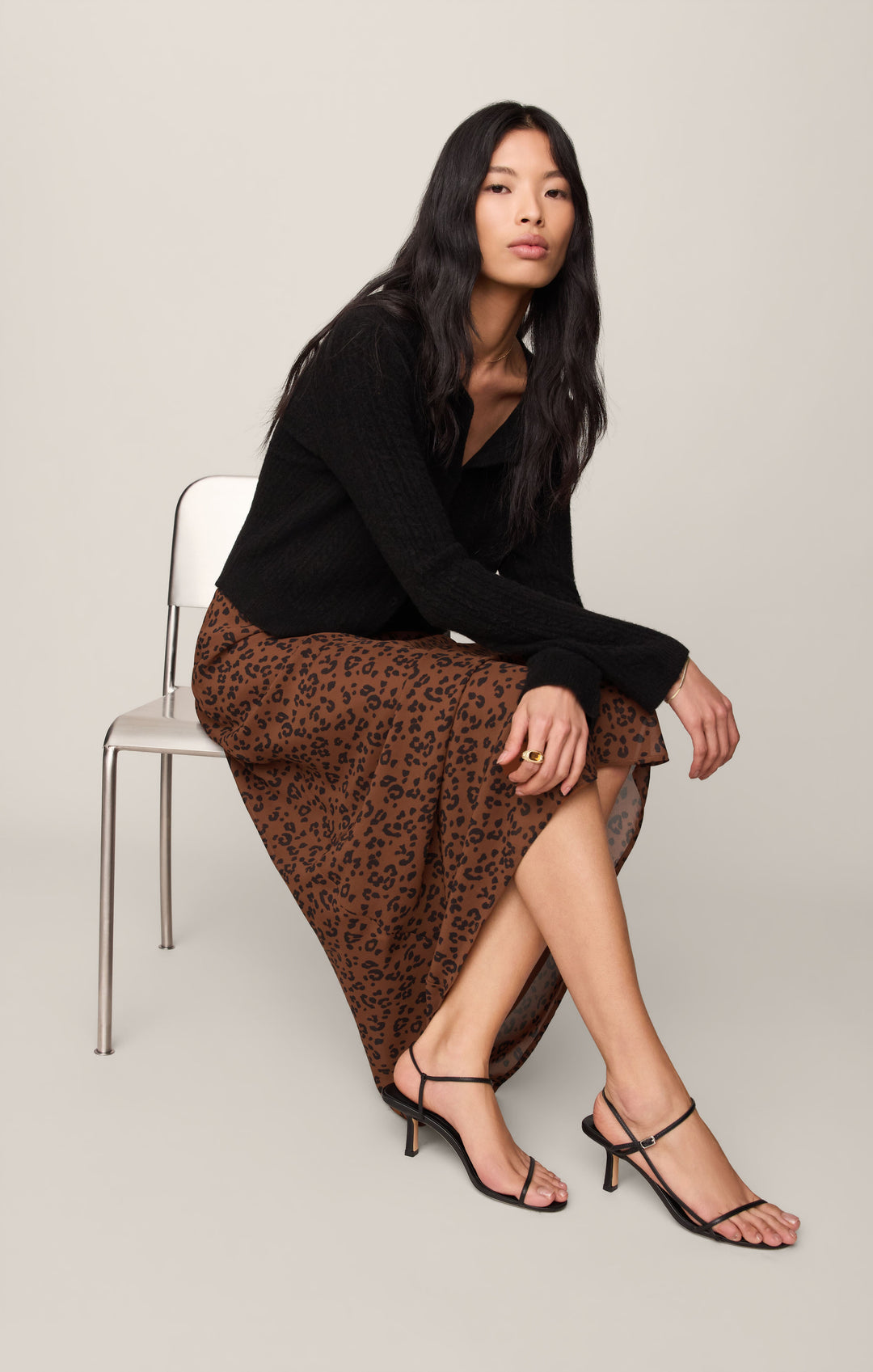 Z Supply Women’s Europa Leopard Skirt in Burnt Umber, detail view