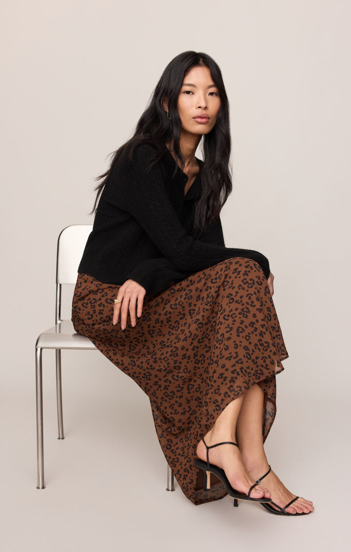 Z Supply Women’s Europa Leopard Skirt in Burnt Umber, detail view