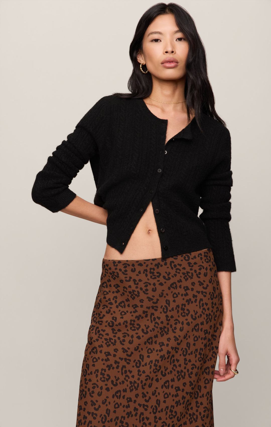 Z Supply Women’s Europa Leopard Skirt in Burnt Umber, detail view