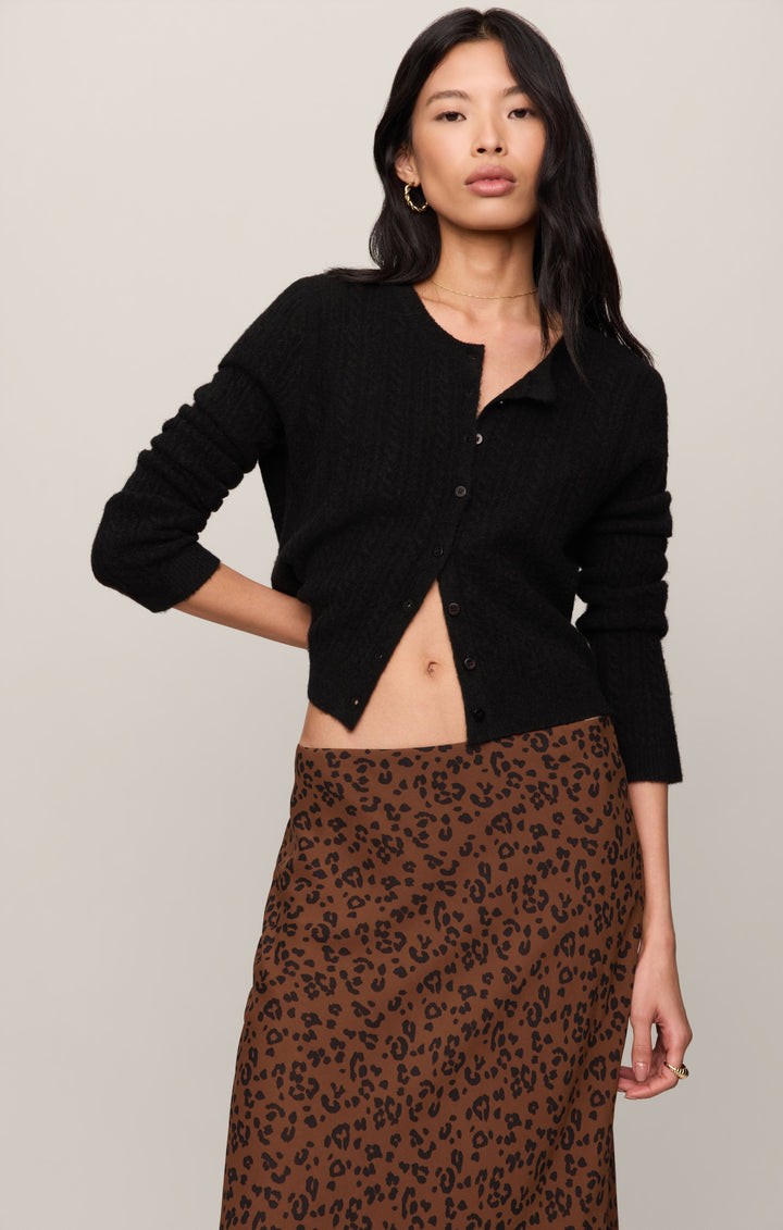 Z Supply Women’s Europa Leopard Skirt in Burnt Umber, detail view
