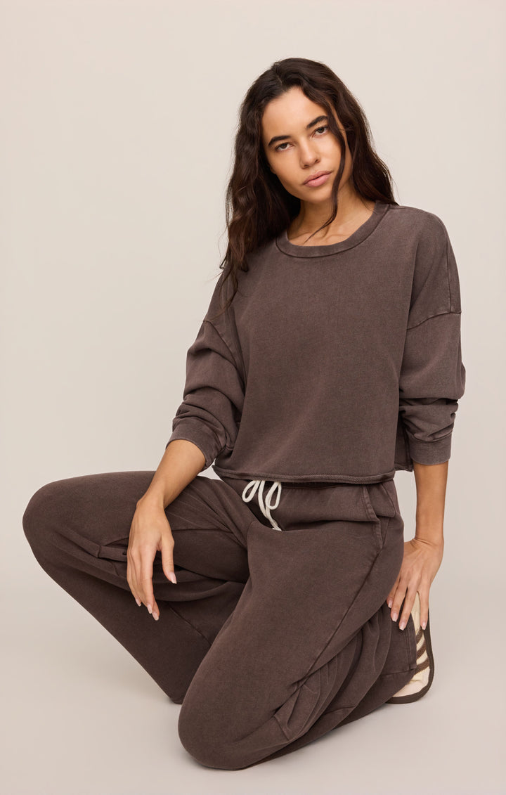 Z Supply Women’s Hunter Knit Pant in Dark Chocolate, detail view