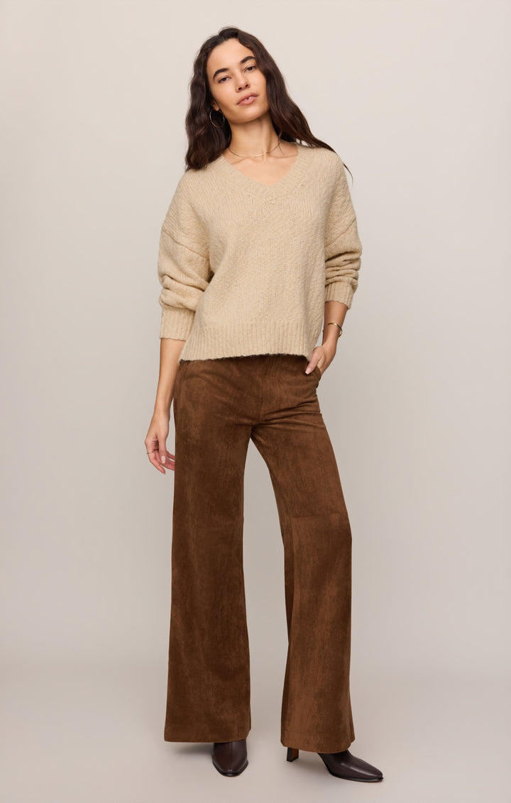 Z Supply Women’s Cecile Mid Rise Wide Leg Pant in Saddle Suede, additional view