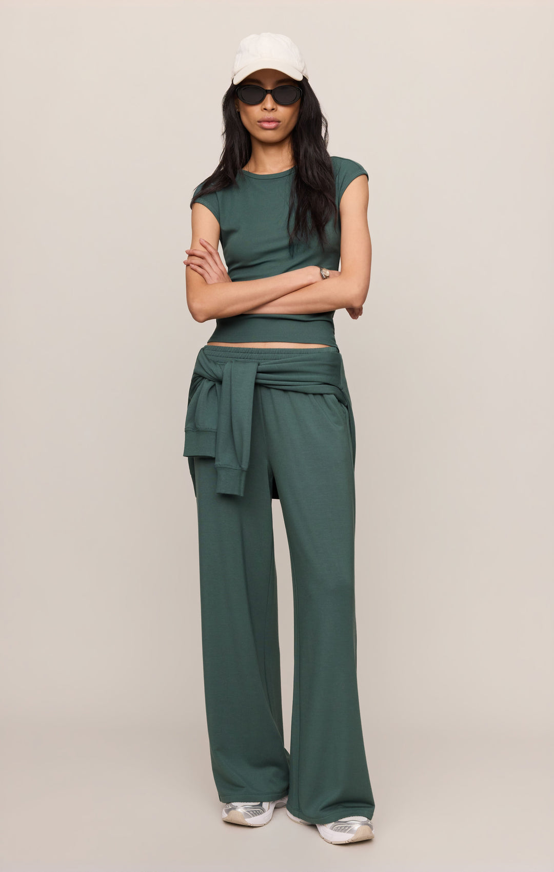Z Supply Women’s In Transit Modal Pant in Emerald Cove, detail view
