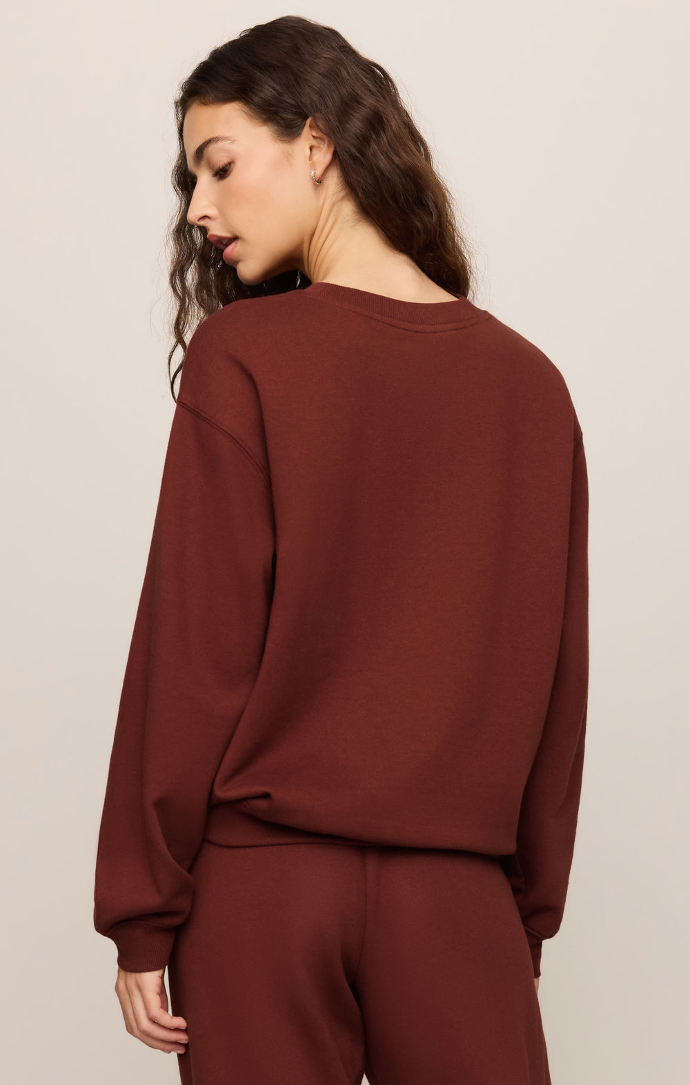 Z Supply Women’s Boyfriend Sweatshirt in Velvet Rouge, back view