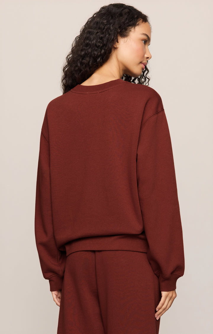 Z Supply Women’s Boyfriend Sweatshirt in Velvet Rouge, alternate back view