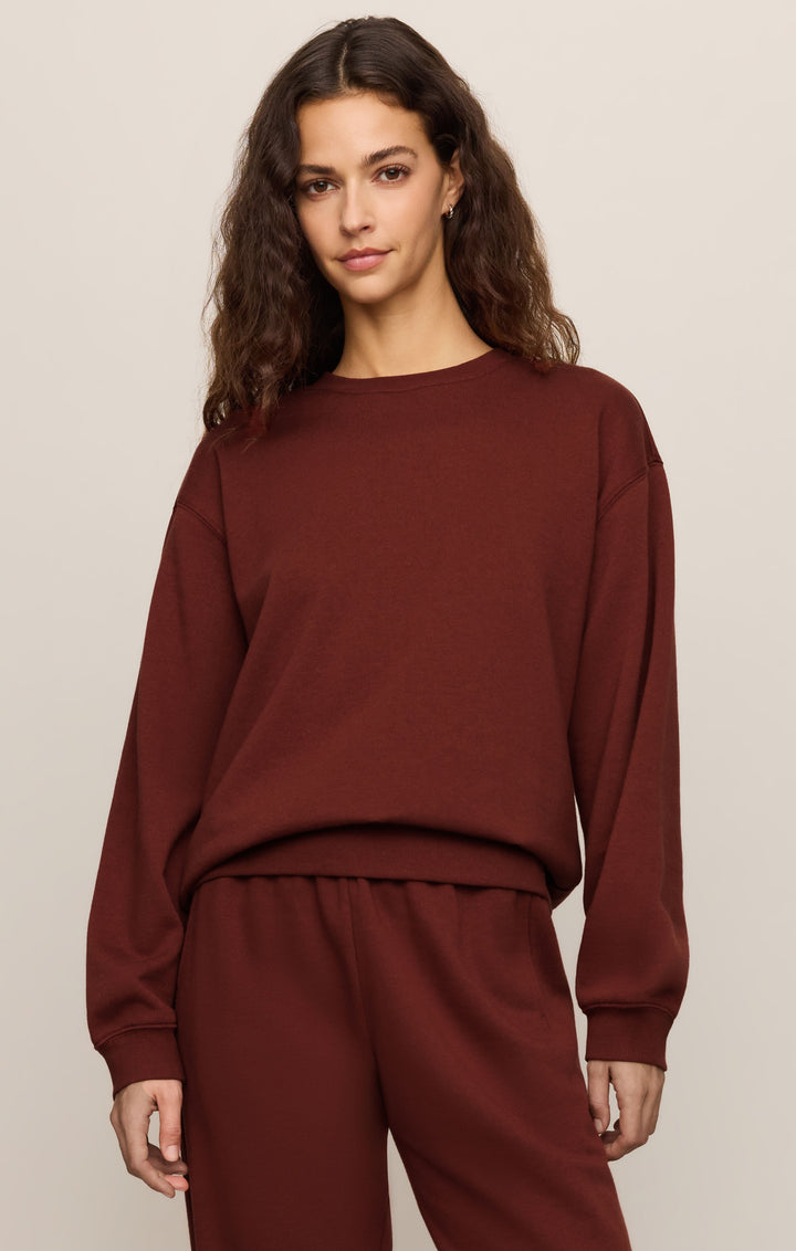Z Supply Women’s Boyfriend Sweatshirt in Velvet Rouge, front view