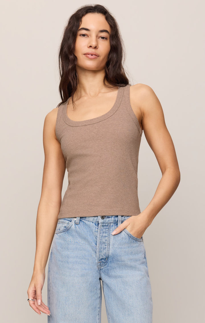 Z Supply Women’s Rowe Scoop Tank in Heather Ash, front view