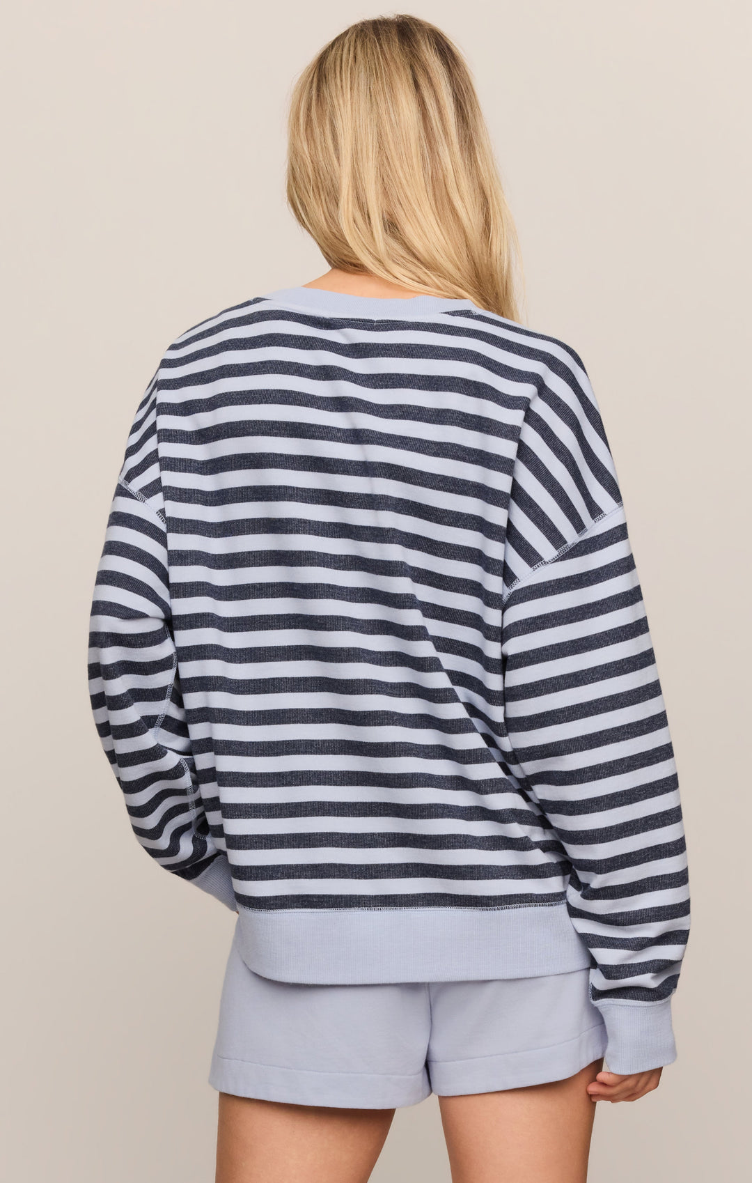 Z Supply Women’s The Everyday Striped Crew in Eclipse, back view