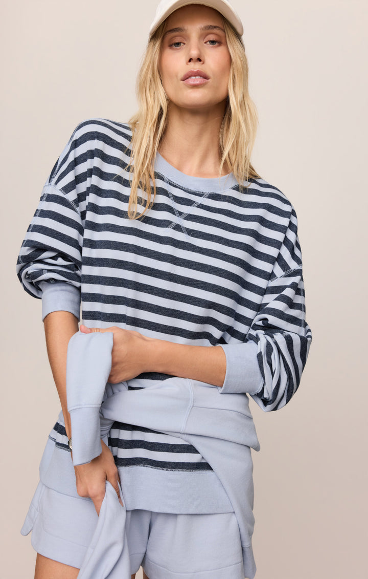 Z Supply Women’s The Everyday Striped Crew in Eclipse, detail view