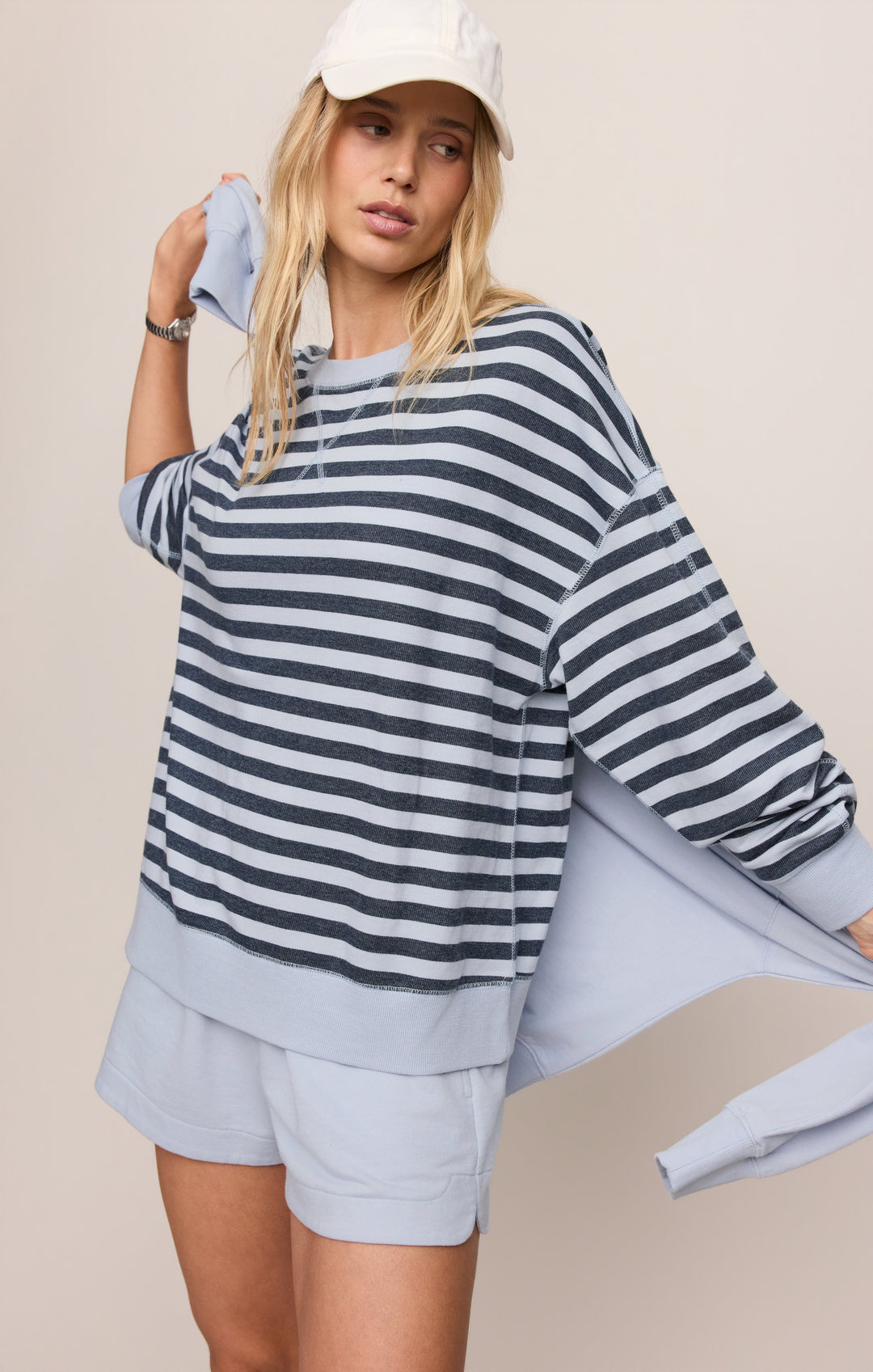 Z Supply Women’s The Everyday Striped Crew in Eclipse, detail view